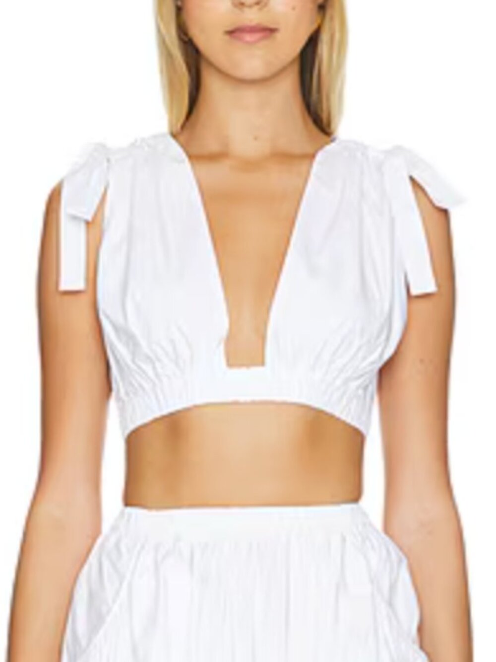 L'Academie Arman Poplin Crop Top White